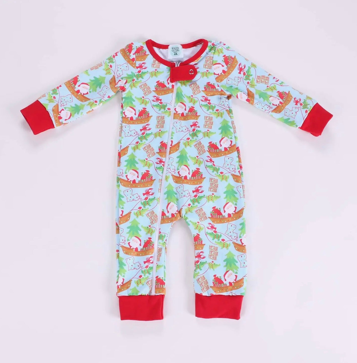 Cajun Christmas Zip Up Romper w/ Butt Flap