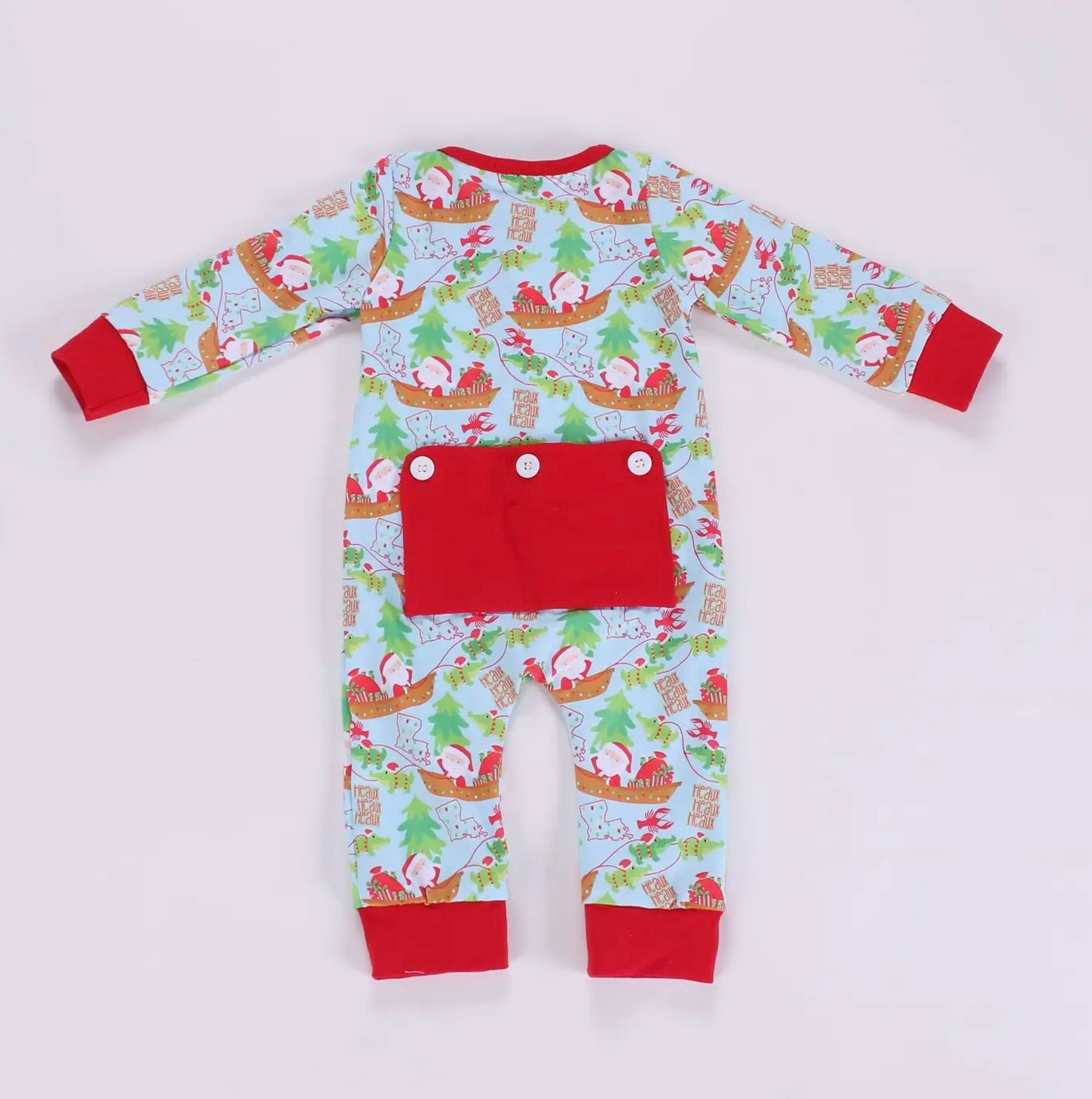 Cajun Christmas Zip Up Romper w/ Butt Flap